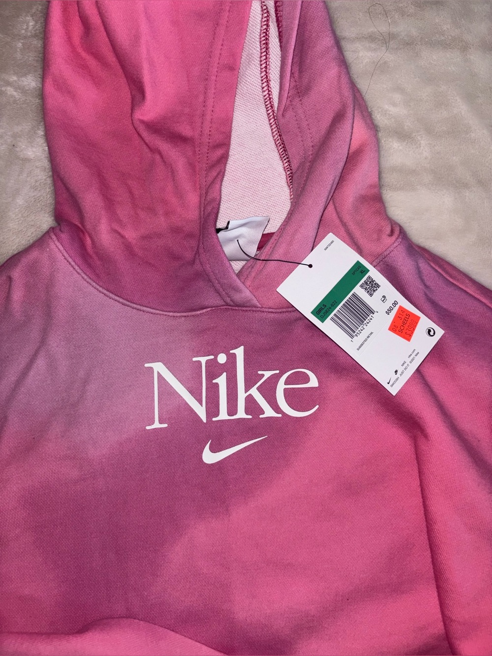 Nike Women's Pink Ombre Logo Hoodie